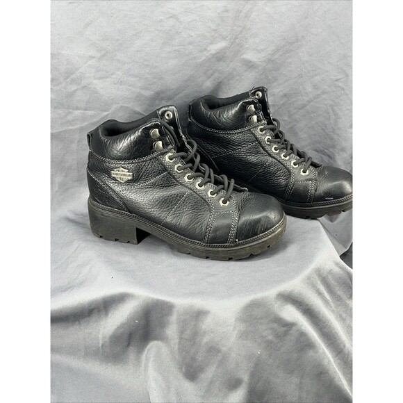 Harley Davidson 84280 Women's Motorcycle Boots Size 7.5 Black Lace Up - Picture 3 of 15
